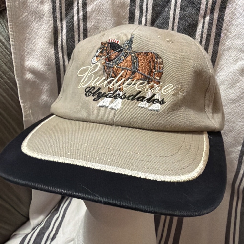 Y2K Vintage Budweiser Beer Hat Budweiser Clydesdales Horses Black & Tan Hat Y2K